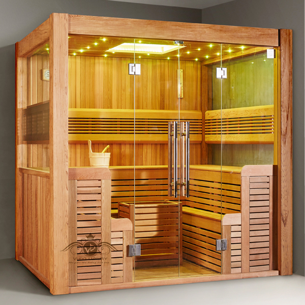 Phòng xông hơi gỗ kết hợp kính mang lại sang trọng đẳng cấp